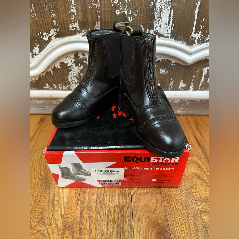 Child Kids 10 NEW Equistar Brown Paddock Zip Jod English Riding Boots